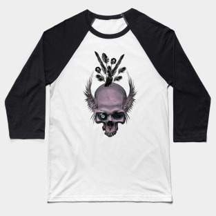 Awesome skull with wings and crow Baseball T-Shirt